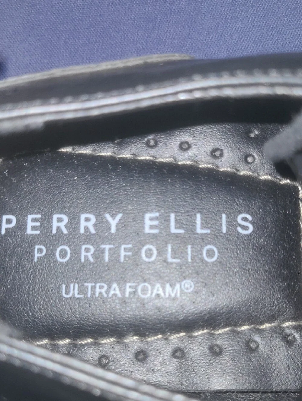 Perry Ellis Black Leather Derby Shoes with Cream Sole